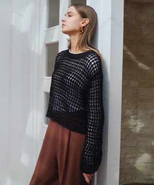 BEIGE， UVITE / コットンメッシュクロップドニット Black