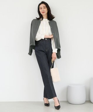 自由区 【セットアップ対応・洗える】トリアセジョーゼット ブルゾン グレー系