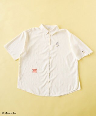 Green Parks ｍｉｆｆｙ／刺しゅうプリントストライプシャツ Yellow