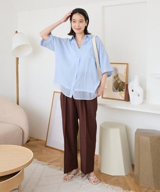 Green Parks ・ＥＬＥＮＣＡＲＥ　ＤＵＥ　リネンライク２タックパンツ Black