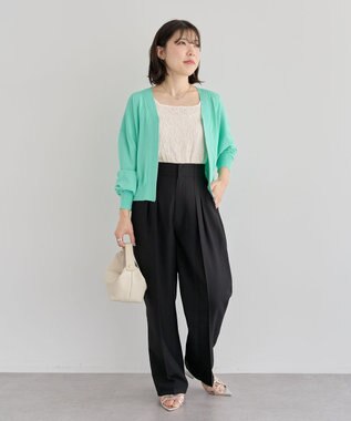 Green Parks ・ＥＬＥＮＣＡＲＥ　ＤＵＥ　リネンライク２タックパンツ Black