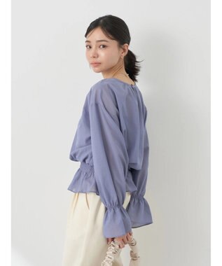 earth music&ecology シャーリングシアーブラウス Blue