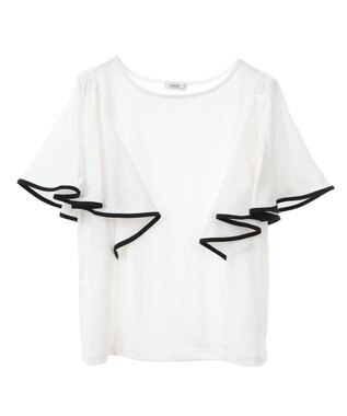 earth music&ecology 【接触冷感/洗濯機可】パイピングフレアスリーブカットソー Ivory