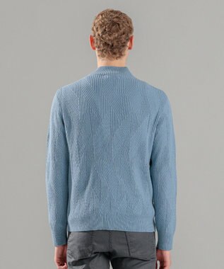 JOSEPH HOMME  新柄【洗える】シルクバルキー　　ハイネックジップアップニット スカイブルー系