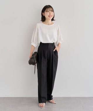 Green Parks ・ＥＬＥＮＣＡＲＥ　ＤＵＥ　リネンライク２タックパンツ Black