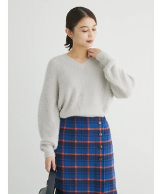 Green Parks フェザーＶネックニットプルオーバー Light Gray