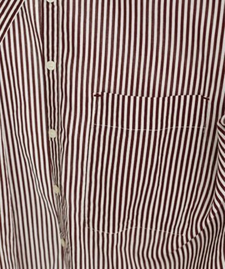 WEGO 着丈が選べる オーバーサイズ バンドカラー シャツ / ストライプ / 無地 ブラウンストライプ