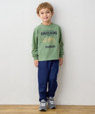 ANY KIDS 恐竜プリント 長袖Tシャツ カーキ