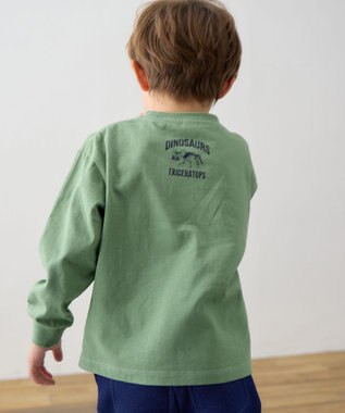 ANY KIDS 恐竜プリント 長袖Tシャツ カーキ