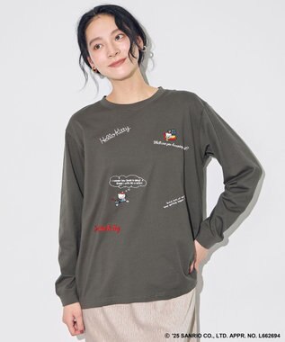 ANY 【ハローキティ×ANY】ロゴTシャツ チャコール刺繍