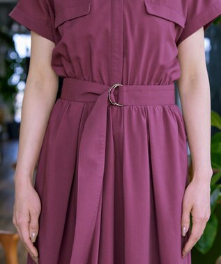 Tiaclasse 【洗える】フラップポケットワンピース パープル