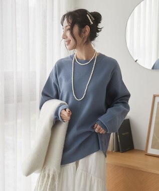 WEGO 【ユニセックス着用ITEM/MLサイズ展開】ミラノリブクルーネックプルオーバー ブルー