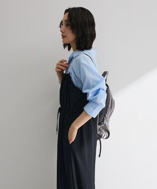 Green Parks 胸元バルーンワイドシルエットサロペット Black