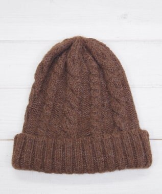 石田製帽 ベビーアルパカ　アラン編みワッチ ブラウン