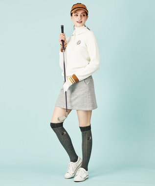 23区GOLF 【WOMEN】【手洗い可】クロスサーモツイル 台形 スカート ライトグレー系
