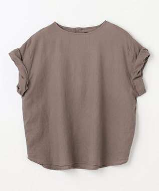 ANY 【手洗い可】ヨーロピアンリネンツイストスリーブブラウス ブラウン