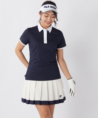 FILA GOLF／marie claire 【FILA GOLF】アクセントカラー半袖ポロシャツ ネイビー