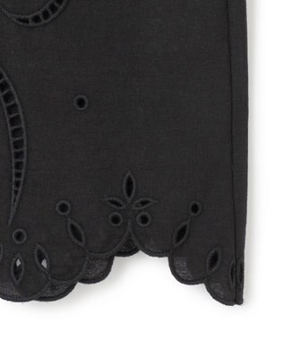 BEIGE， 【洗える】GALLERIA / コットンエンブロイダリーノースリーブブラウス Black