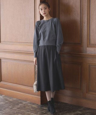 組曲 L 【前後着用可】BOREROタックプルオーバー ニット グレー系