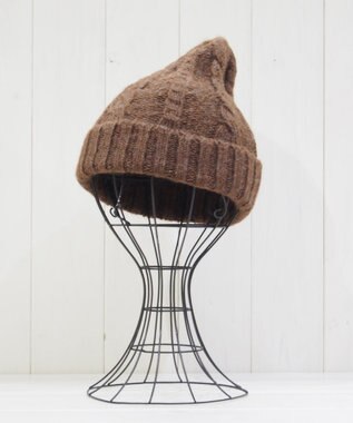 石田製帽 ベビーアルパカ　アラン編みワッチ ブラウン