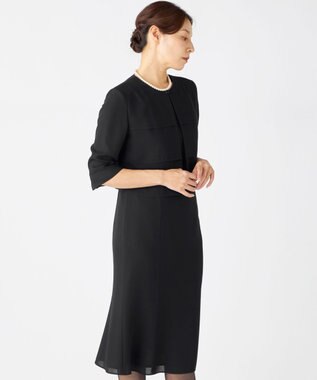 自由区 FORMAL 【人気NO.1 / 洗える】ボレロ風ワンピース ブラック系