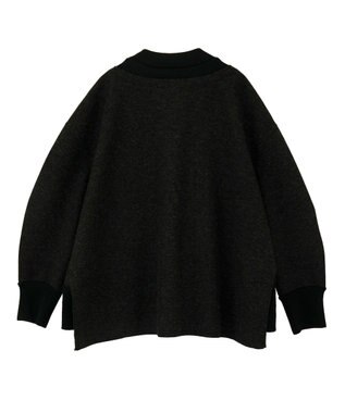 YECCA VECCA ニット切替メルトンVネックカーディガン Charcoal Gray