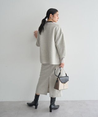 YECCA VECCA ニット切替メルトンVネックカーディガン Gray