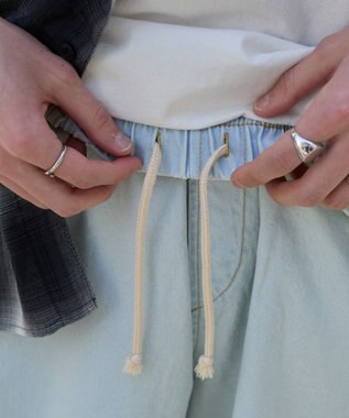 WEGO 【ウエストゴム/SMLサイズ展開】イージーコットンショーツ デニム淡加工色