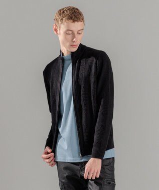 JOSEPH HOMME  新柄【洗える】シルクバルキー　　ハイネックジップアップニット ブラック系