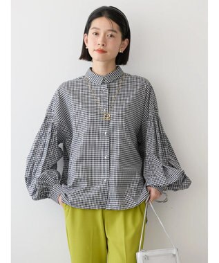 AMERICAN HOLIC ＵＶカット／接触冷感ギャザースリーブブラウス　 Gingham Check