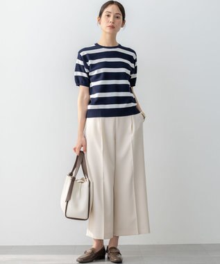 組曲 L 【ストレッチ・イージーケア】オシャクロス ガウチョパンツ アイボリー系