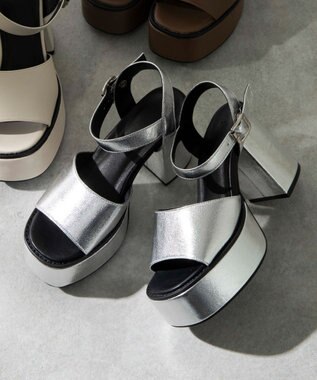 WEGO ストーム付きヒールサンダル シルバー