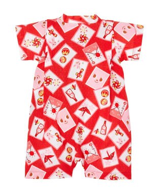 MIKI HOUSE HOT BISCUITS 【ミキハウス】【60-80cm】甚平オール 赤