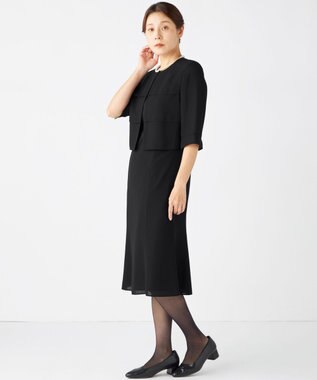 自由区 FORMAL 【人気NO.1 / 洗える】ボレロ風ワンピース ブラック系