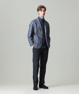 J.PRESS MEN KANEMASA KNITTING デニムジャージ シャツ ネイビー系