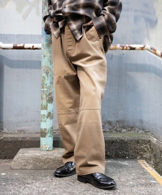 WEGO 【ウエストゴム/MLサイズ展開】ージーダブルニーパンツ ベージュ