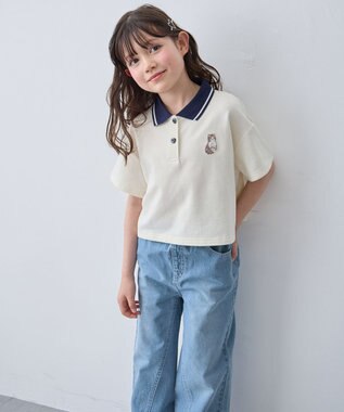 ANY KIDS 【洗濯機可能/吸汗速乾】ドライタッチ ショート丈ポロシャツ エクリュ