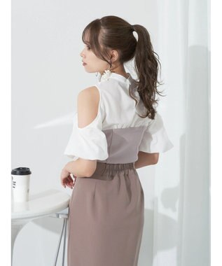 earth music&ecology オープンショルダードッキングプルオーバー Ivory