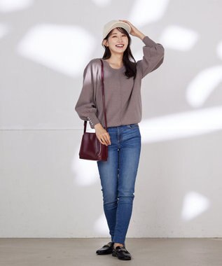 Tiaclasse 【洗える】2WAYパール釦ニットトップス モカ