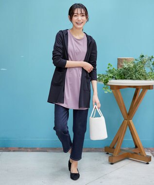 Tiaclasse 【小倉優子さん着用・UVケア・接触冷感】“やみつき”カットソーパーカーカーデ ネイビー