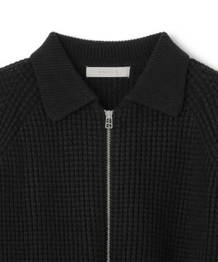 UNFILO MENS 【男女兼用】ウールポップコーン ジップ ブルゾン ブラック