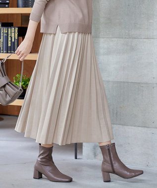 Tiaclasse 【新色追加】スエードポンチプリーツスカート アイボリー