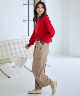 ANY L 【ウエストゴム】カーゴタックパンツ ベージュ