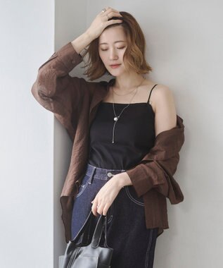 WEGO 【カップ付き】接触冷感なちゅ盛れ2WAYカップインキャミ ブラック