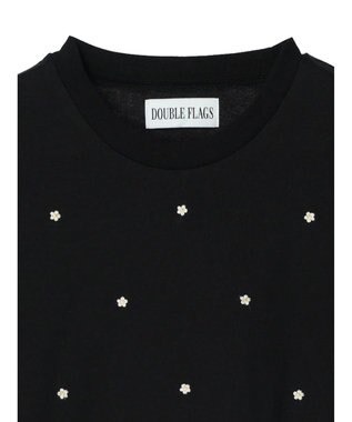 Green Parks ・Ｄｏｕｂｌｅ　Ｆｌａｇｓ　フラワー刺繍Ｔシャツ Black