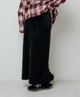 Green Parks 楽ちんシャギーＩラインスカート Black