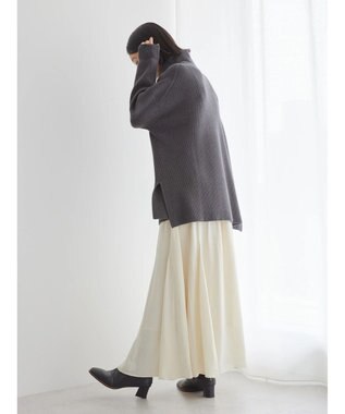 AMERICAN HOLIC バイパチハーフＺＩＰ片畦ニットプルオーバー　 Dark Gray Mixture