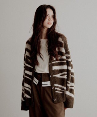 CRAFT STANDARD BOUTIQUE アニマルジャカードニットカーディガン Khaki