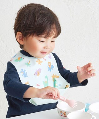 MIKI HOUSE HOT BISCUITS 総柄 お食事スタイ グリーン