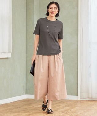 自由区 L 【カタログ掲載・洗える】タックガウチョ パンツ クラウドローズ